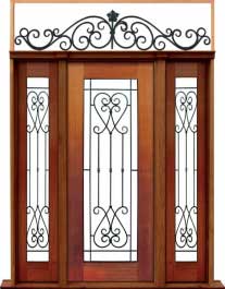 iron grille: single door + sidelight on right