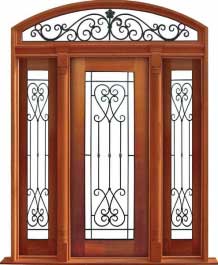 iron grille: single door + sidelight on right