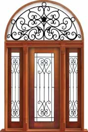 iron grille: single door + sidelight on right