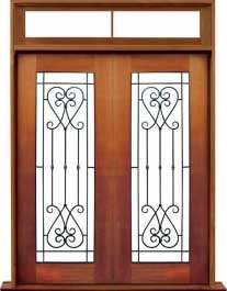iron grille: single door + sidelight on right
