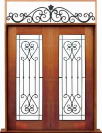 iron grille: single door + sidelight on right